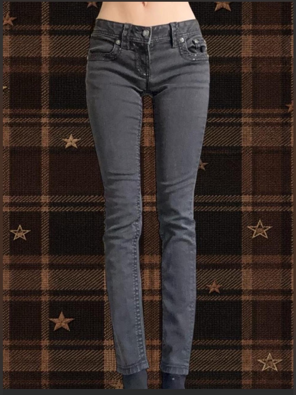 Miss Me Women's Charcoal Black Embellished Skinny Jeans, y2k, goth, grunge, emo